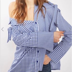 SUPER CUTE / UNIQUE mix print gingham top